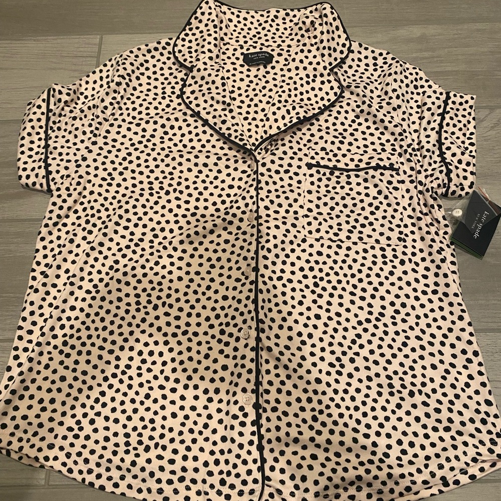 Kate Spade Cream and Black Polka Dot Pajama Set